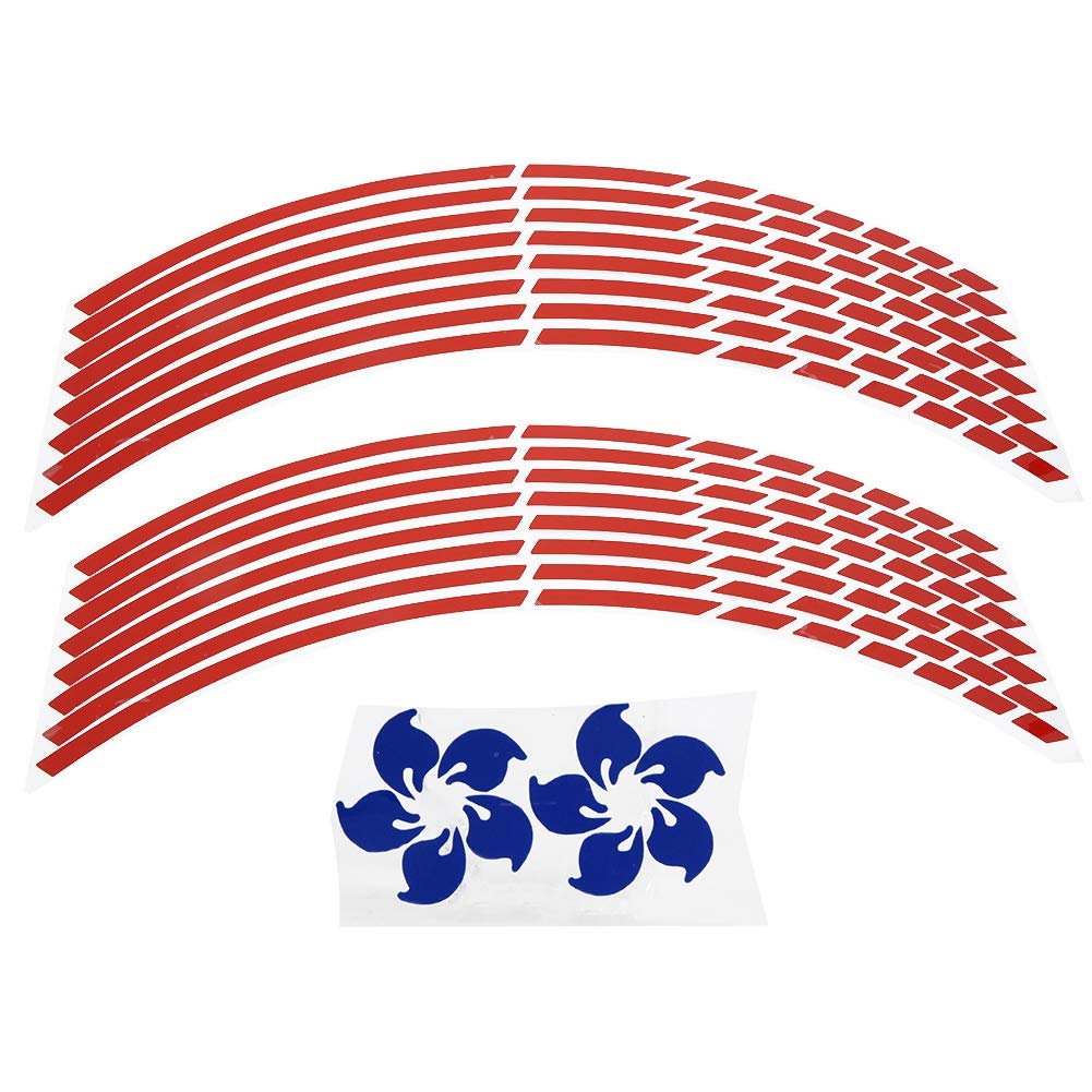 Motorbike Wheel Stickers for Rims, 16pcs Bike Motorcycle 16-18inch Reflective Tape Wheel Strip Sticker Stickers Decoration Accessory (Red)