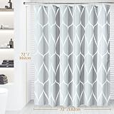 Geometric Shower Curtain 182x182cm Grey With Metal Hooks view 7