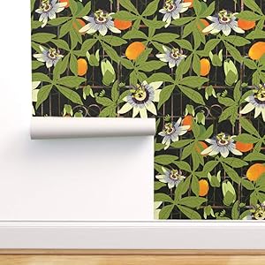 Spoonflower Peel and Stick Removable Wallpaper, Garden Trellis Orchard Greenery Gardens Floral Print, Self-Adhesive Wallpaper 24in x 108in Roll