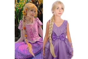 Ufindcos Girls Long Blonde Braided Wig Blonde Wig for Kids Cosplay Wig Child Long Braided Halloween Party Wig With Wig Cap