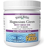 Natural Factors Magnesium Citrate Powder - Body Health Support Supplement for Cellular Support - Magnesium Powder Supplement Aids Muscle Health & Relaxation - 8.8 oz (75 Servings), Berry Flavor
