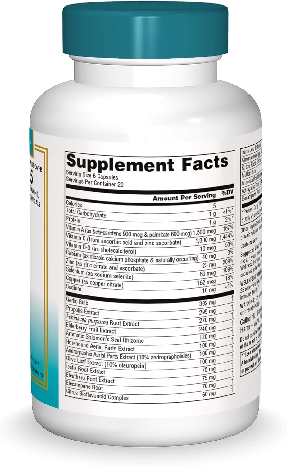 Source Naturals Wellness Formula Bio-Aligned Vitamins & Herbal Defense - Immune System Support Supplement & Immunity Booster - 120 Capsules: Health & Personal Care
