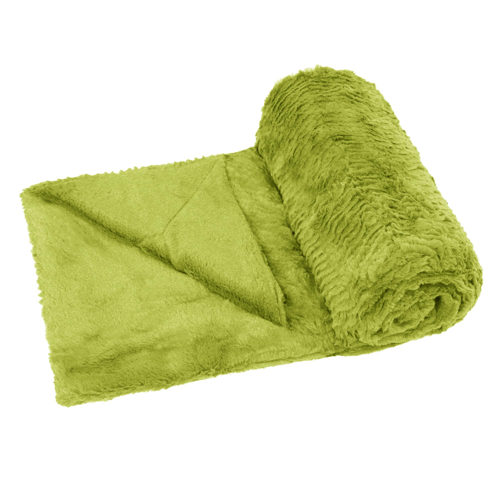 Home Soft Things Herringbone Brushed Throw with Faux Fur Sherpa Backing, 50" x 60", Dark Citron