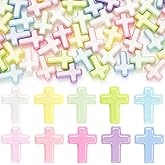 Incinkod 60 Pcs Cross Charms for Jewelry Making, Religious Cross Beads for Bracelets, Crosses for Jewelry Making, Bracelets, Necklaces, DIY Crafts (Macaron Color)
