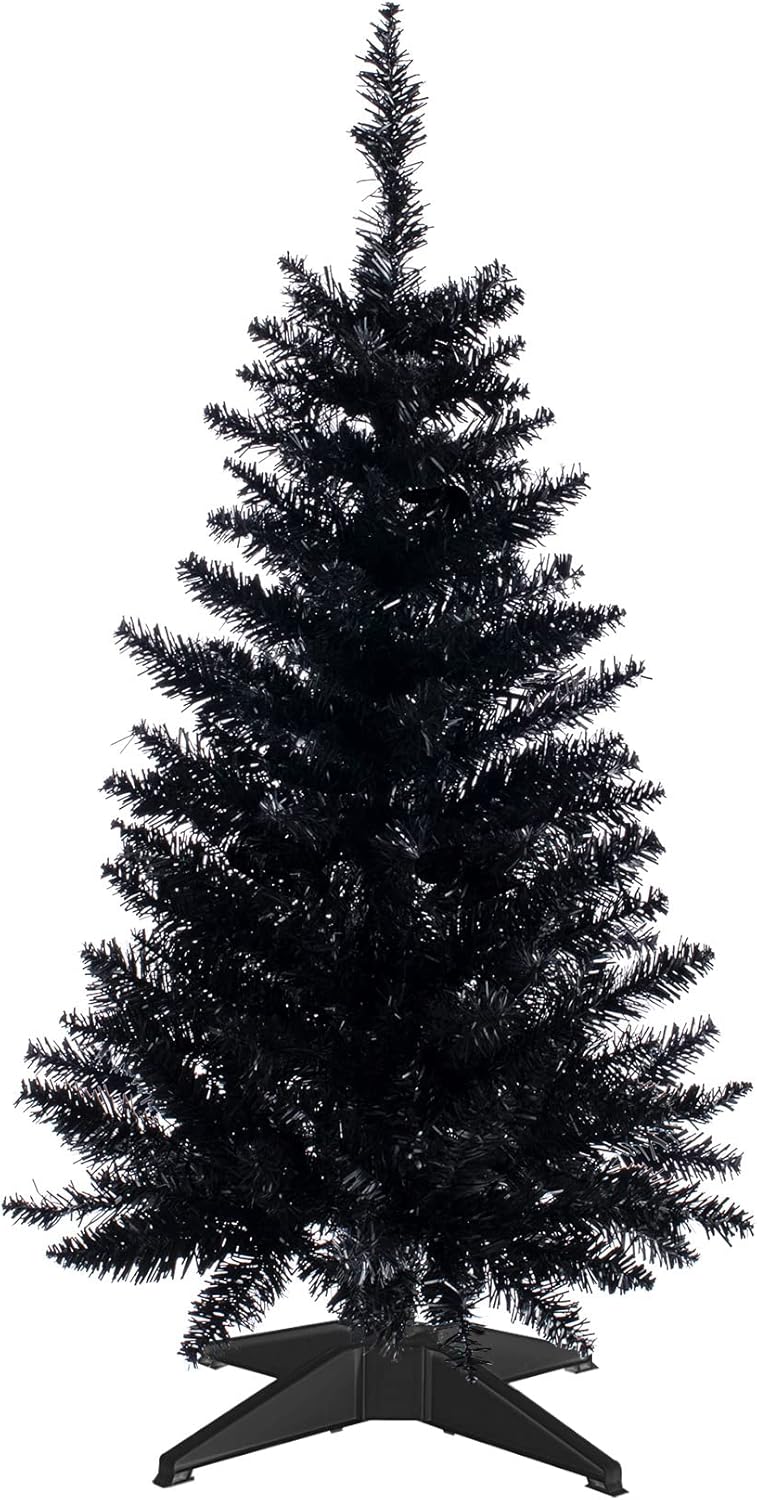 Trees - Mini Christmas Tree 3FT Artificial Desktop Xmas Tree for Christmas Halloween Decor with 160 Branch Tips, Black