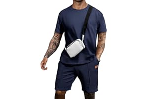 JMIERR Men's Casual Short Sleeve T Shirts and Shorts Summer Beach Vacation 2 Piece Outfit Lounge Workout Sets