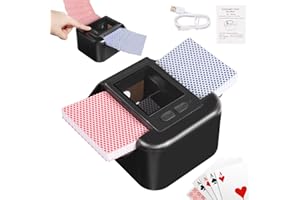 Buldoospok 1-2 Deck Automatic Card Shuffler, 2000 mAH USB Rechargeable Electric Card Shuffler, One-Press AUTO and Manual Smart Card shuffler for UNO Poker Blackjack Skip-Bo Phase 10