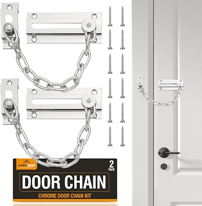 SOL 2 Pack Chrome Door Chains Front Door Security Lock with Screws