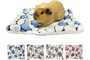 EAEDMY 4 Pieces Guinea Pig Bunny Comfortable Bed Mats Pads, Rabbit Warm Soft Bed, Hamster Bedding Pad Mats for Small Animals Chinchilla Hedgehog Baby Cats (11.8"x9.1", 2.Cobblestones Pattern)