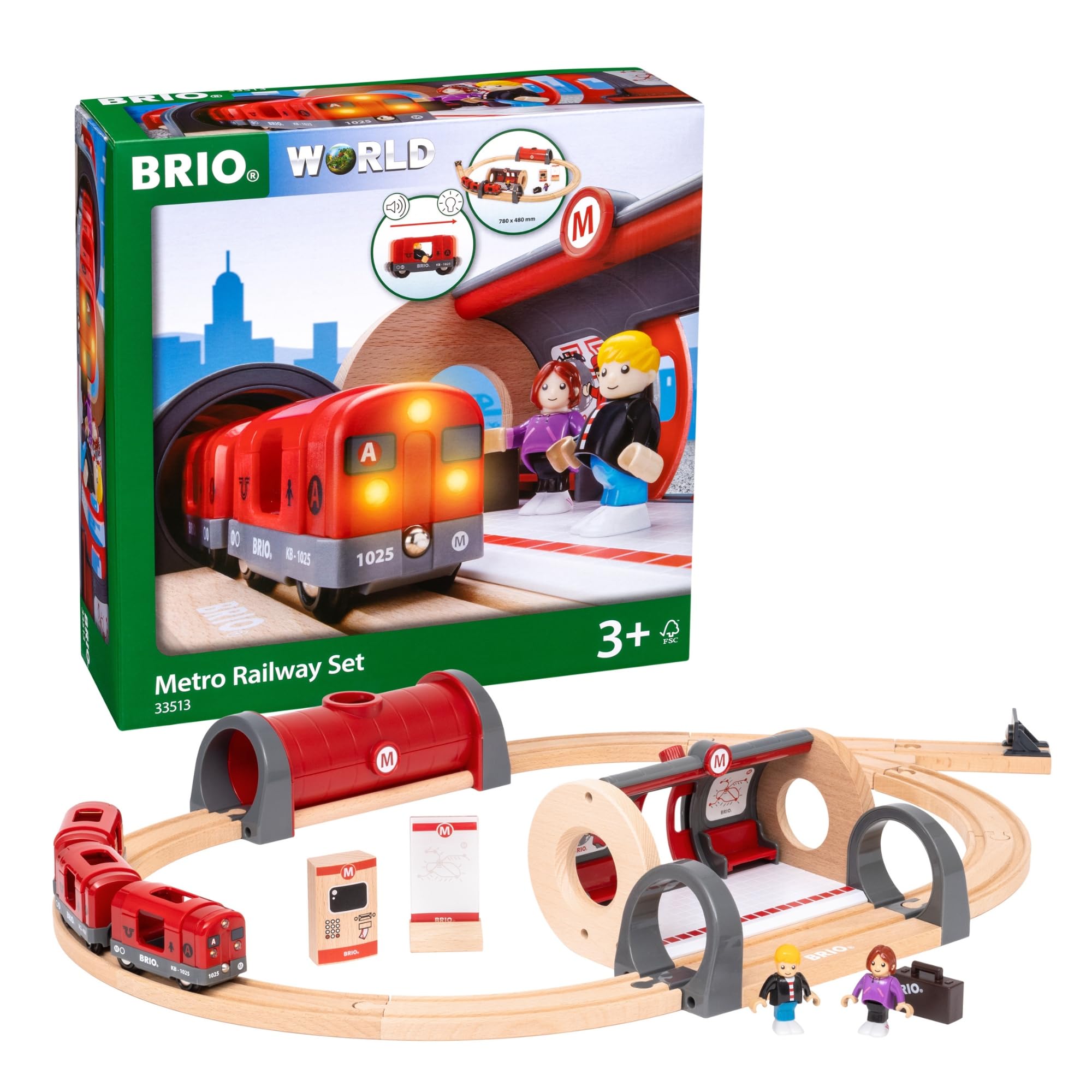 BRIO World Metro Train Set for Kids Age 3 Years Up - Wooden Railway Accessories and Add Ons - Gifts for Boys and Girls