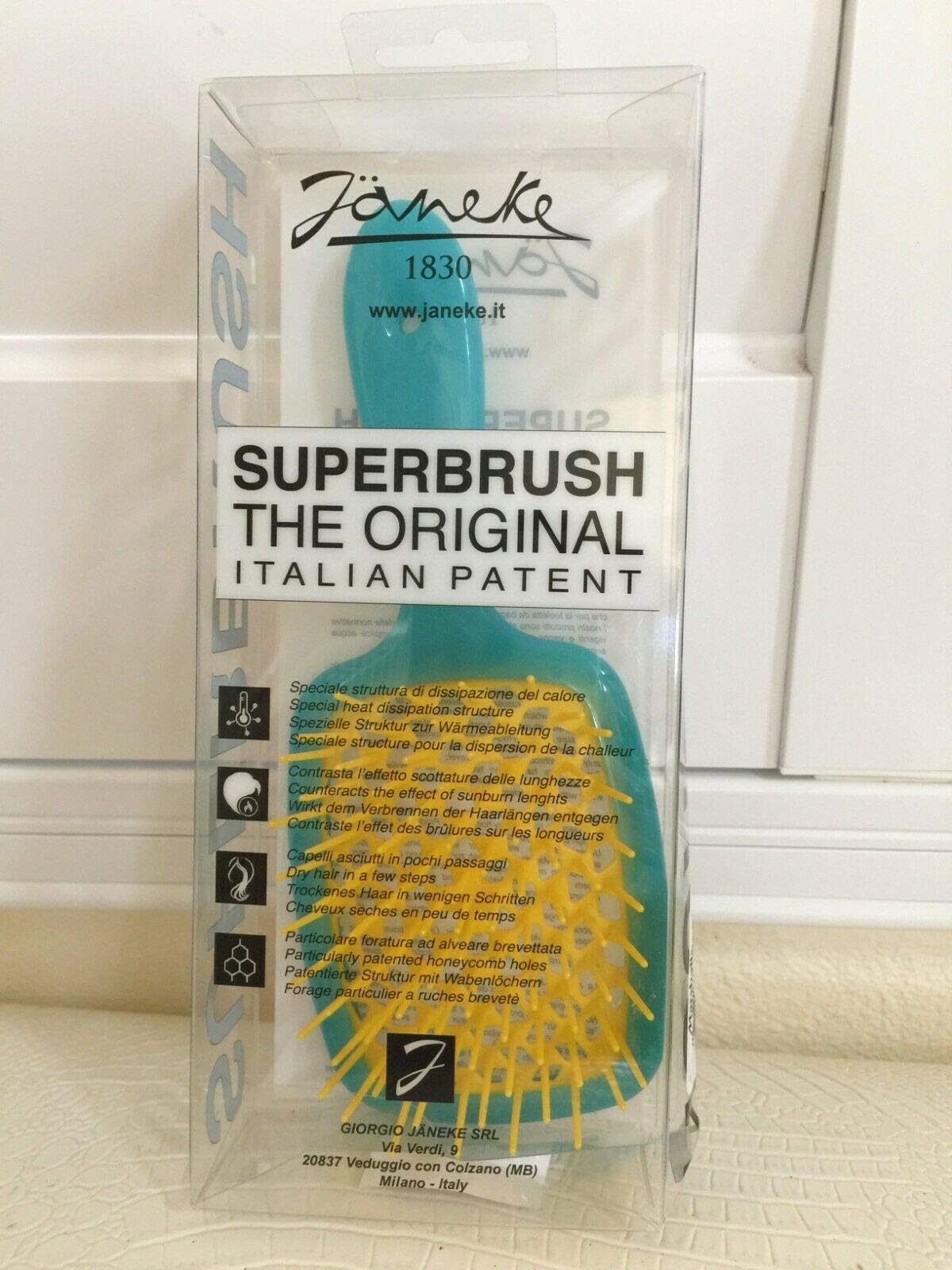 JANEKE Jäneke 1830 Italy THERMIC VENTED HAIR BRUSH BLUE multicolor 8" Travel