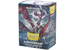 Dragon Shield | Matte Dual Standard Size Card Sleeves | 25th Special Edition | 100 - Smooth & Tough Premium TCG Sleeves - Compatible with Pokemon, One Piece & Magic The Gathering | Blue/Silver