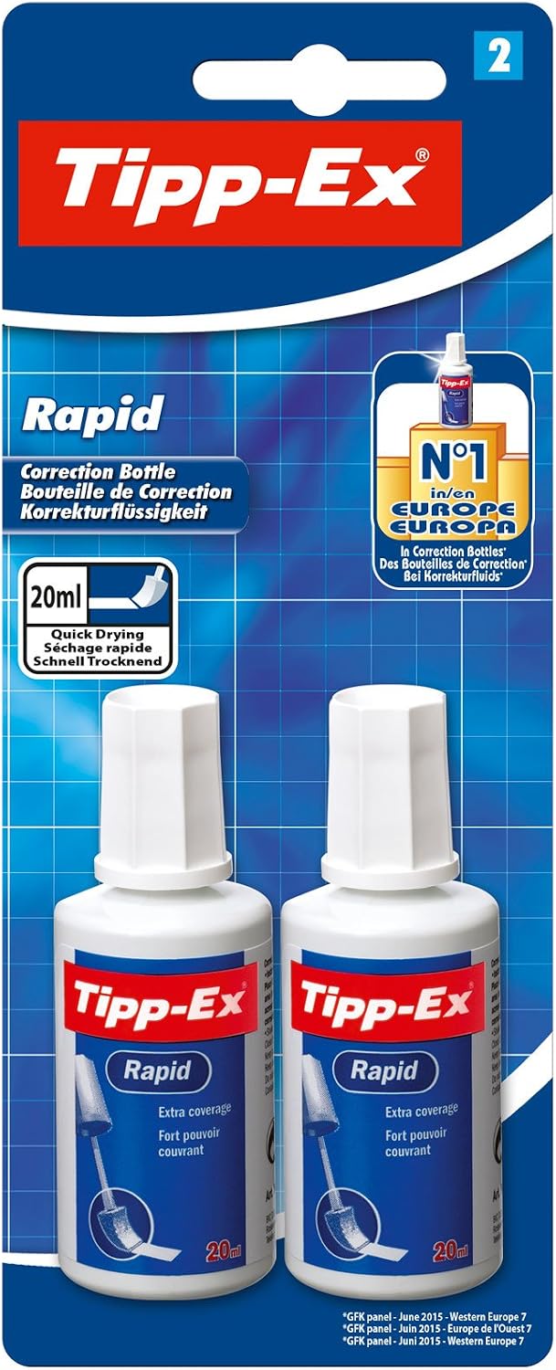 Tipp-Ex Rapid Correction Fluid - 20 ml, Box of 2