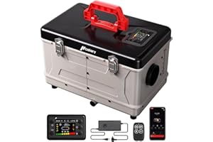 HCALORY 8KW Diesel Heater, 5L Toolbox Compact 2S Portable Parking Diesel Air Heater 110V/12/24V All in One with App Control, Altitude Mode and no tick for RV Garage Camper Grey 2025 Upgraded
