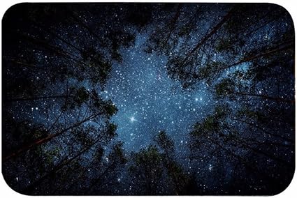 A Monamour Arbres De La Foret Psychedelique Et Etoiles Ciel Bleu Etoile Illustration Halloween Impression Flanelle Tapis De Bain Tapis De Sol Tapis De Sol Paillassons Pour Accessoires De Douche Amazon Fr Cuisine