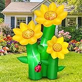 KOOY 6FT Spring Easter Inflatable Sunflowers Outdoor Decoration, Inflatable Sunflowers Blow Up Yard Decor Built-in LED Lights for Spring Summer Easter Yard Garden Lawn Party