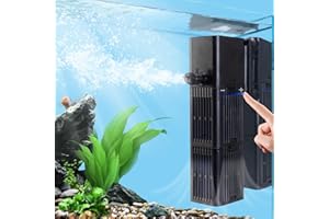 TARARIUM Aquarium Filter Water Flow Adjustable for 20-75 Gallon Fish Turtle Tank 264GPH 4in1 Biochemical Filtration Powerful Submersible Internal Pumps & Filters Keep Freshwater Saltwater Crystal Clear Small