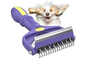 DECYAM 3 in 1 Upgraded Dematting Brush for Pets - Undercoat Deshedding Rake for Dogs and Cats with Thick Hair, Pet Grooming Rake