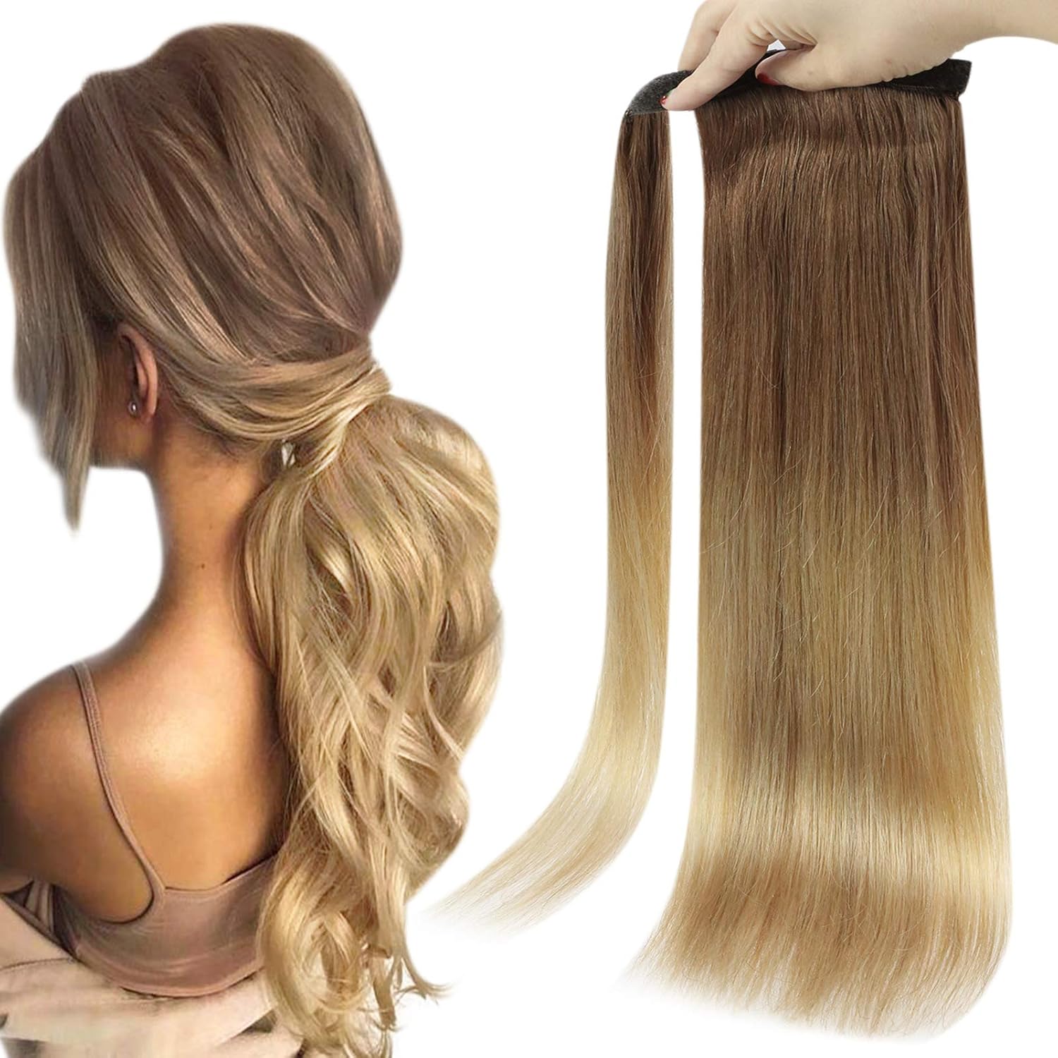 Full Shine Ponytail Hair Extensions Balayage Clip ins