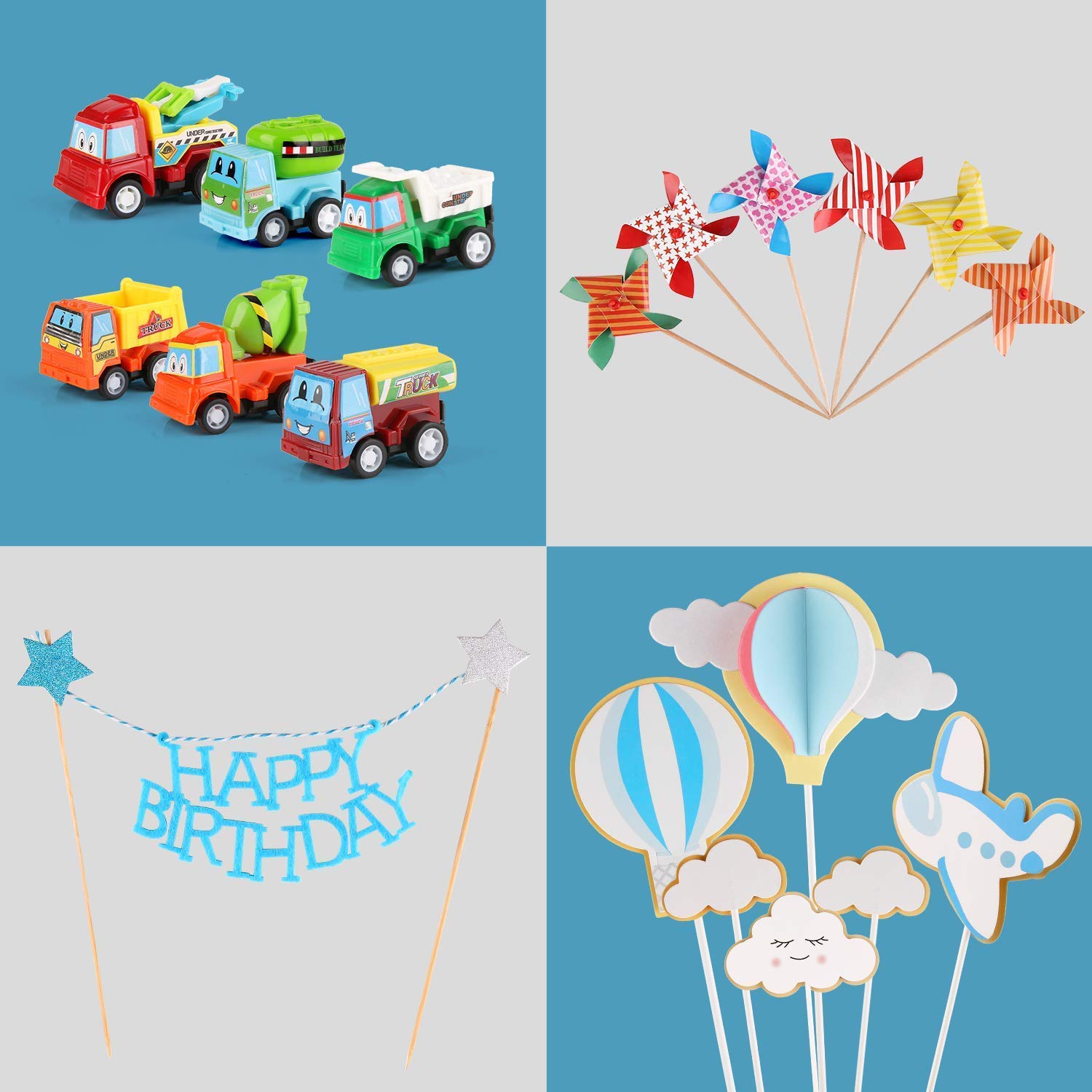 Kit Anniversaire Pour Enfants Fete Nuage Joyoldelf Decoration Gateau Voiture Avec Montgolfiere Moulin A Vent Avion Decorations De Gateau Cuisine Maison