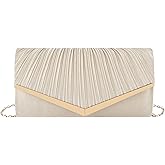 Queena Womens Shiny Glitter Evening Clutch Envelope Handbag Chain Purse for Wedding Party Prom Gift for Mom Wife Girlfriend,6899 Apricot