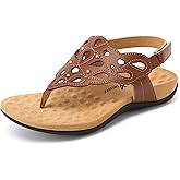 Athlefit Orthopedic Sandals for Women Summer Adjustable Orthotic Thong Sandals with Arch Support