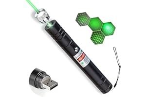 Cyahvtl Laser Pointer, Tactical Flashlights 2000 Metres Green Long Range High Power Handheld Flashlight, Rechargeable Laser Pointer for USB, with Star Cap Adjustable Focus Suitable for Projecto
