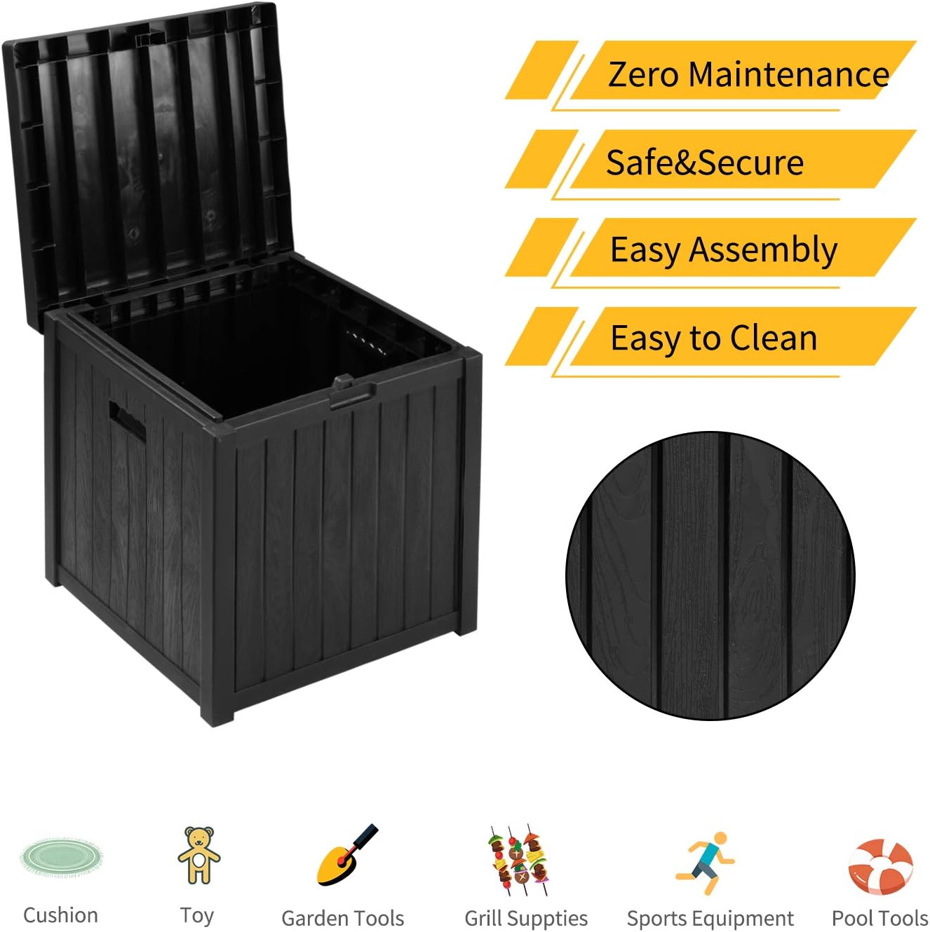 51 Gallon Patio Medium Deck Box Lightweight Outdoor Stroage Box Weather Resistant Garden Stroage Container for Patio Furniture Cushions, Pillows, Garden Tools and Pool Toys: Home Improvement