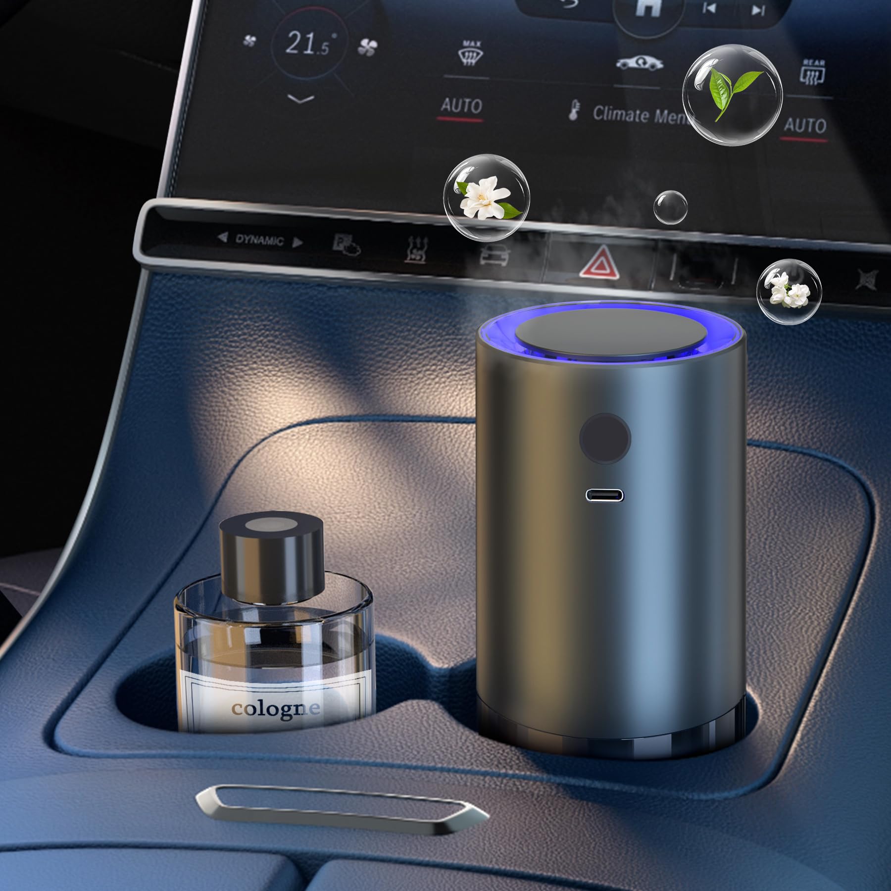 Photo 1 of Smart Car Air Freshener, Car Air Freshener Diffuser with 100ml Perfume, Auto On/Off Intelligent, Rechargeable Aroma Diffuser,Auto Two Spray Modes, Cologne Scent, Light Fragrance Type