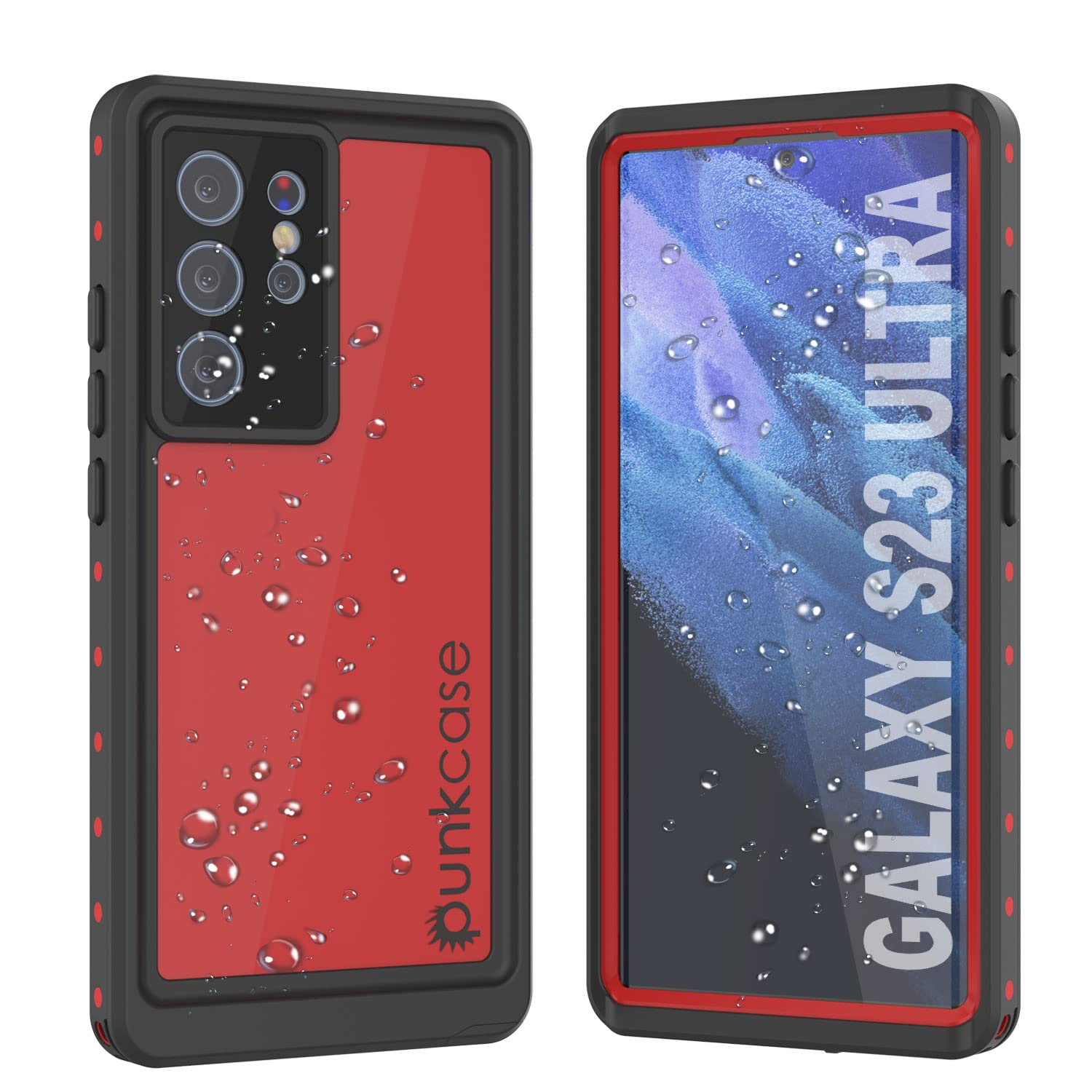 Punkcase Designed For Galaxy S23 Ultra Waterproof Case [StudStar Series] [Slim Fit] [IP68 Certified] [Shockproof] [Dirtproof] [Snowproof] Armor Cover For Galaxy S23 Ultra 5G (6.8") (2023) [Red]