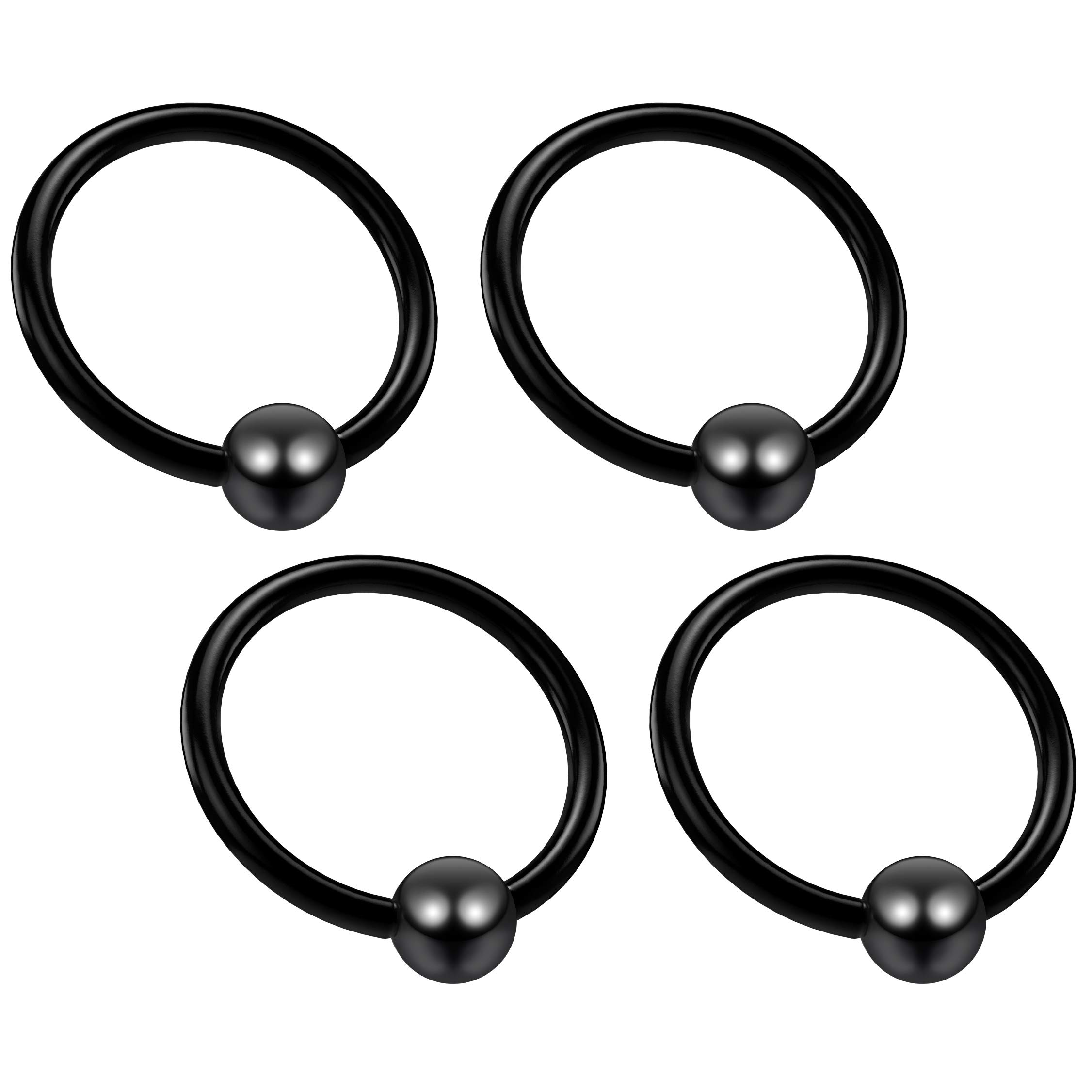 4pc 18g 1mm Captive Ring Surgical Steel Tragus Snake Bite Cartilage Bar BCR Septum Bar Nose Bar Helix Black Eyebrow