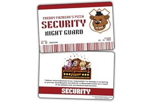 MIAMI GRAPHIC SOLUTIONS Freddy Fazbear’s Pizza Night Guard Security Badge - Funny Plastic Card FNaF Fans Complement for Costumes, Double Sided, Collectible Trading Card, Novelty Gift, Various