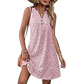 XIEERDUO Summer Dresses for Women 2026 Beach Vacation Clothes V Neck Button Sundresses with Pockets