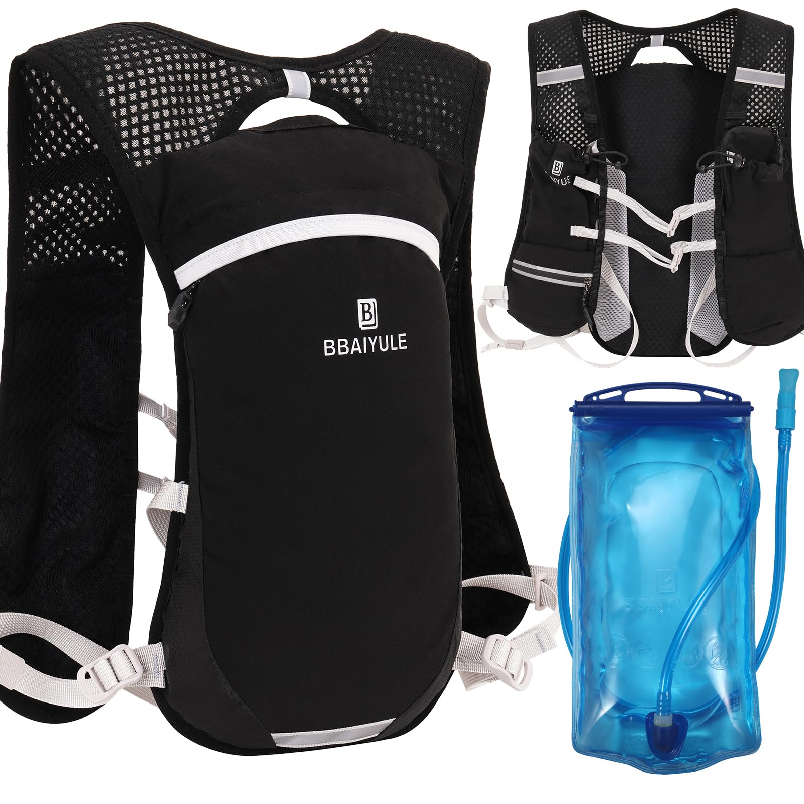 BBAIYULE Running Vest Backpack,Hydration Backpack Water Backpack Hydration Vest,Lightweight Trail Running Backpack 5.5L,Daypack for Hiking Cycling Marathon Women Men (With Hydration bladder)