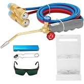 Update Oxygen MAPP Torch Kit, Oxypropane Welding Gas Cutting Torch Kit | Dual gauge design With portable cylinder metal stand and lighter, for Heating, Soldering, Glass Blowing