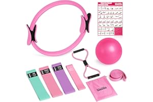 WALITO Home Pilates Kit for Women,Pilates Ring Set with Magic Circle,Resistance Bands,Figure 8 Workout Bands,Mini Ball, Compact Toning Fitness Essentials Starter Set Accessories Gift