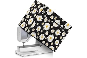Annejudy Daisy Pattern Sewing Machine Cover with Convenient Pockets Durable Sewing Machine Dust Cover Compatible with Most Standard Sewing Machine