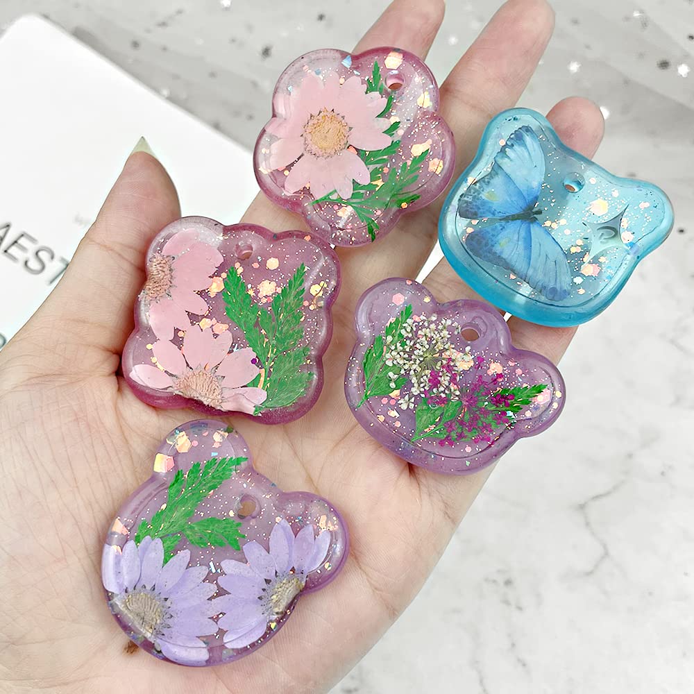 RESINWORLD 16pcs Variety Geometric Pendant Silicone Molds with Hanging Hole, Jewelry UV Resin Mold, Necklace Keychain Molds for Epoxy Resin