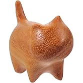 MAGICLULU Mini Wooden Cat Figurine: Adorable Cartoon Kitten Desktop Decor for Cat Lovers, Coffee Wood Kitten Ornament, 1.85 X 1.37 X 0.90 Inch for Home or Office