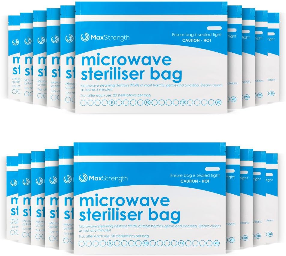 Microwave Steriliser Bags Premium 10pc Pack by Max Strength, Large