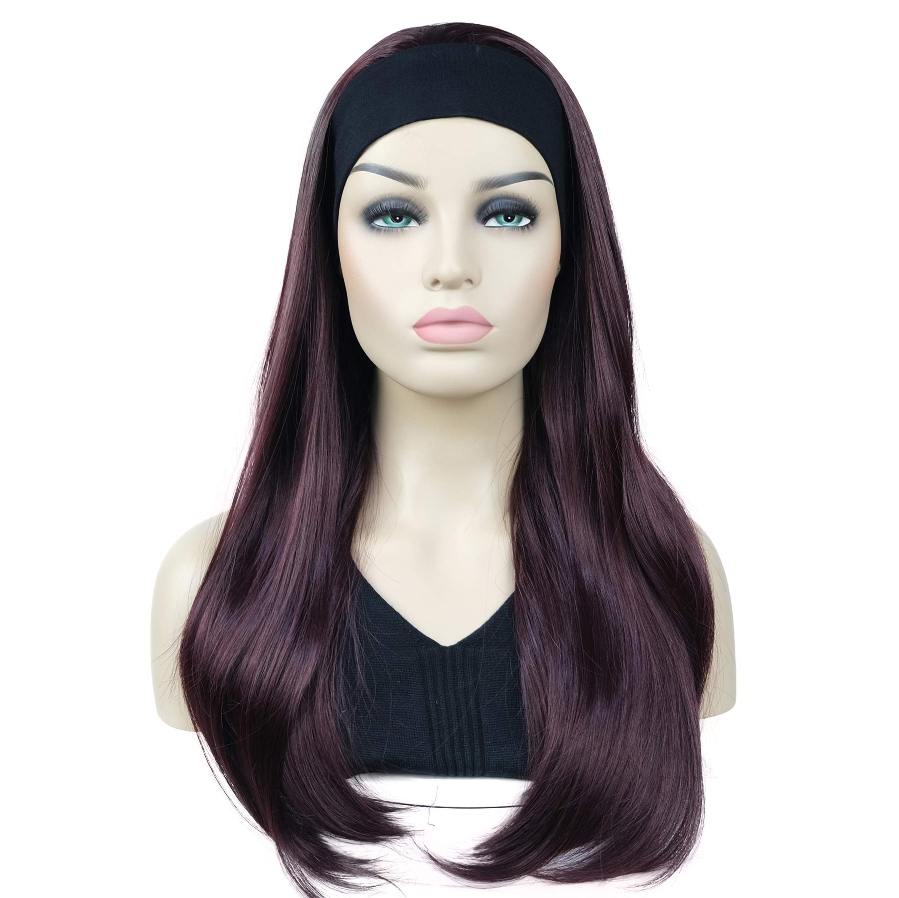 Lydell Long 3/4 Women's wigs hairpiece Straight with Adjust Black Headband wig Synthetic Hair (99T)
