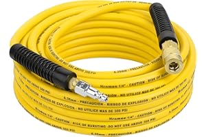 Hromee Air Compressor Hose 1/4 Inch x 50 Feet Hybrid Hose with Fittings, 1/4" Industrial Quick Coupler and Plug Kit