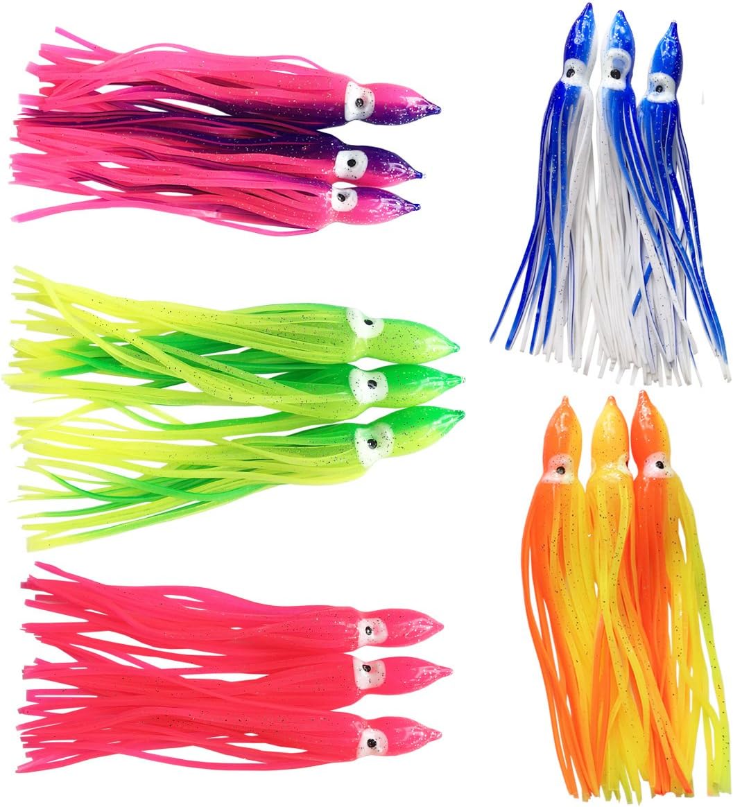 Super Big Fishing Lures Length 18CM Octopus Lure Squid Skirts Soft Plastic Lures Saltwater Octopus Fishing Lure Set 50pcs/lot