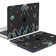 KEROM Clear Black Case for MacBook Pro 13 inch 2022-2016 M2 M1 A2338 A2289 A2251 A2159 A1989 A1706, MacBook Pro 13 inch Clear Case with Design, Plastic Hard Shell Case & Keyboard Cover, Planet