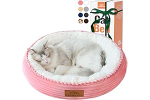 Zerbuger 20in Washable Cat Beds for Indoor Cats - Round Donut Pet Bed for Cats, Small Dogs, Puppy, Kitten - Anti-Slip Bottom, Calming Bed Gift - Pink