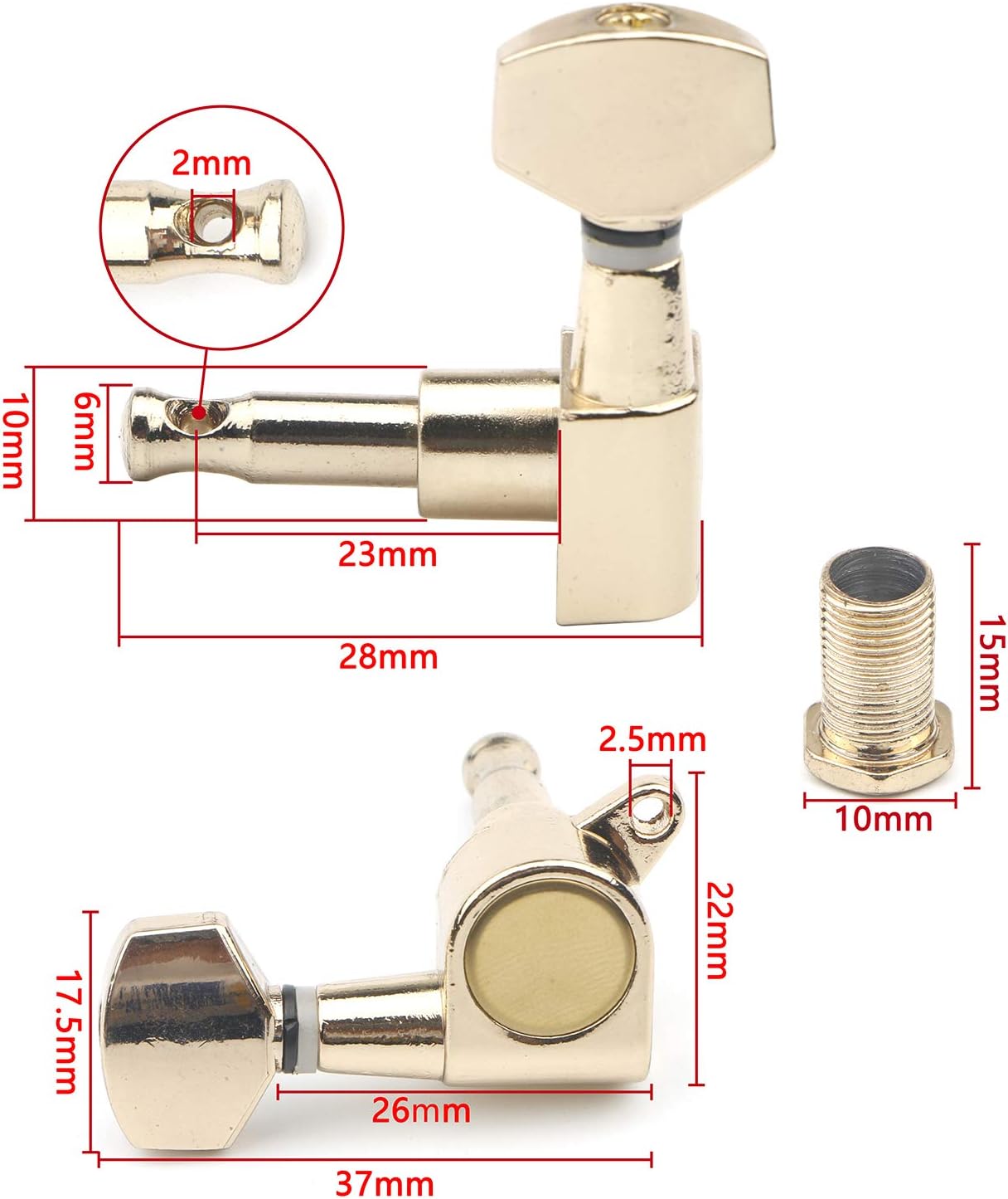 Unxuey 6R Closed Guitar Tuning Pegs Golden String Keys Set Machine Head Button Tuners Knobs Electric or Acoustic Guitar - Image 4