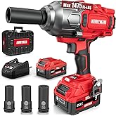 Alloyman Cordless Impact Wrench, 1475Ft-lbs (2000N.m) 1/2 High Torque Brushless Impact Gun, 20V Power Impact Driver, 4000mAh Battery,3 Sockets, Brushless Motor Variable Speeds for Car/Truck RV/Mower