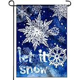 Anley Double Sided Premium Garden Flag, Winter Snowflake Let It Snow Decorative Garden Flags for Home Decor - Weather Resistant & Double Stitched Yard Flags - 18 x 12.5 Inch