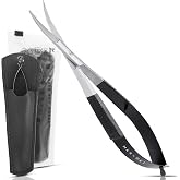 Spring Action Scissors for Applique &amp; Embroidery - Curved, 4.5", Black | Machine Embroidery, Sewing &amp; Quilting - Precision Cutting for Fabric &amp; Thread, Stainless Steel Trimming Snips
