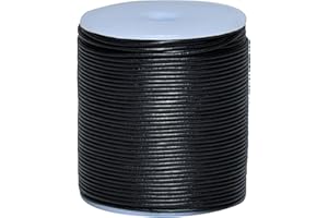 Cords Essentials Round Genuine Leather String Cord, Rope for Jewelry Making, Necklaces, Bracelets, Kumihimo Braiding, Wraps, Crafts and Hobby Projects (Black, 1.5 MM)
